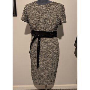 Calvin Klein Tweed Sheath Dress with Belt Black & White Size 12